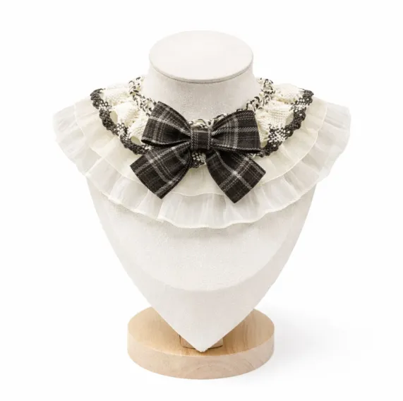 Bow Lace Pet Neckwear – Black (S 20cm)