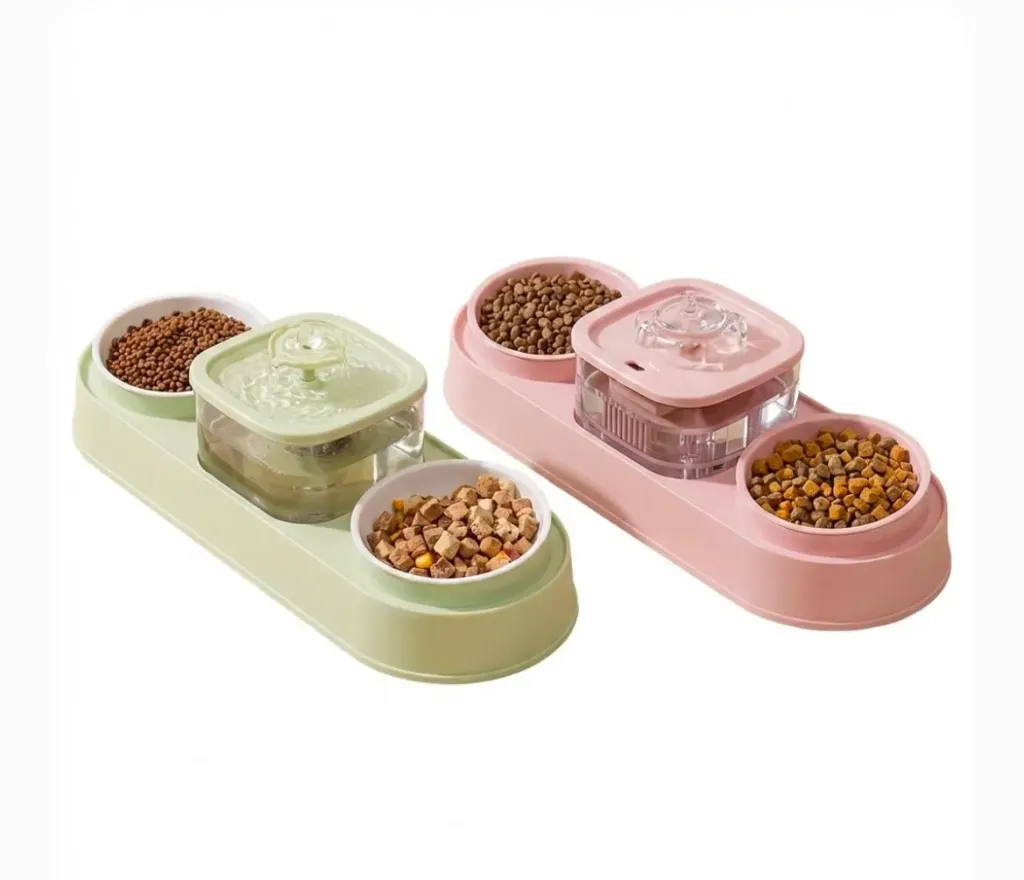 Dual Bowl Gravity Water & Food Pet Feeder